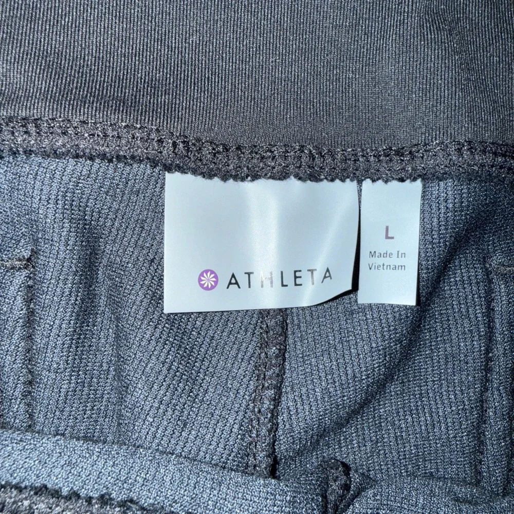 Athleta Metro Mid Rise Velour Cord‎ Large Black Stash Pocket Legging 28